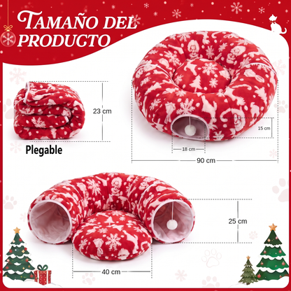 Cama Túnel para Gato Navidad